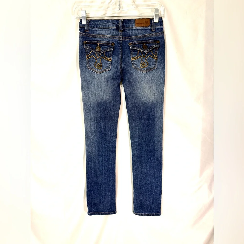 Vigoss Mid Rise Skinny Jeans With Back Flap Pockets With Orange Embroidery - Picture 7 of 14